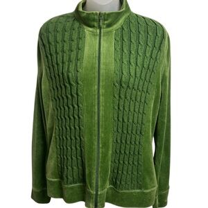 Kim Rogers full zip velour Jacket with pockets Medium
